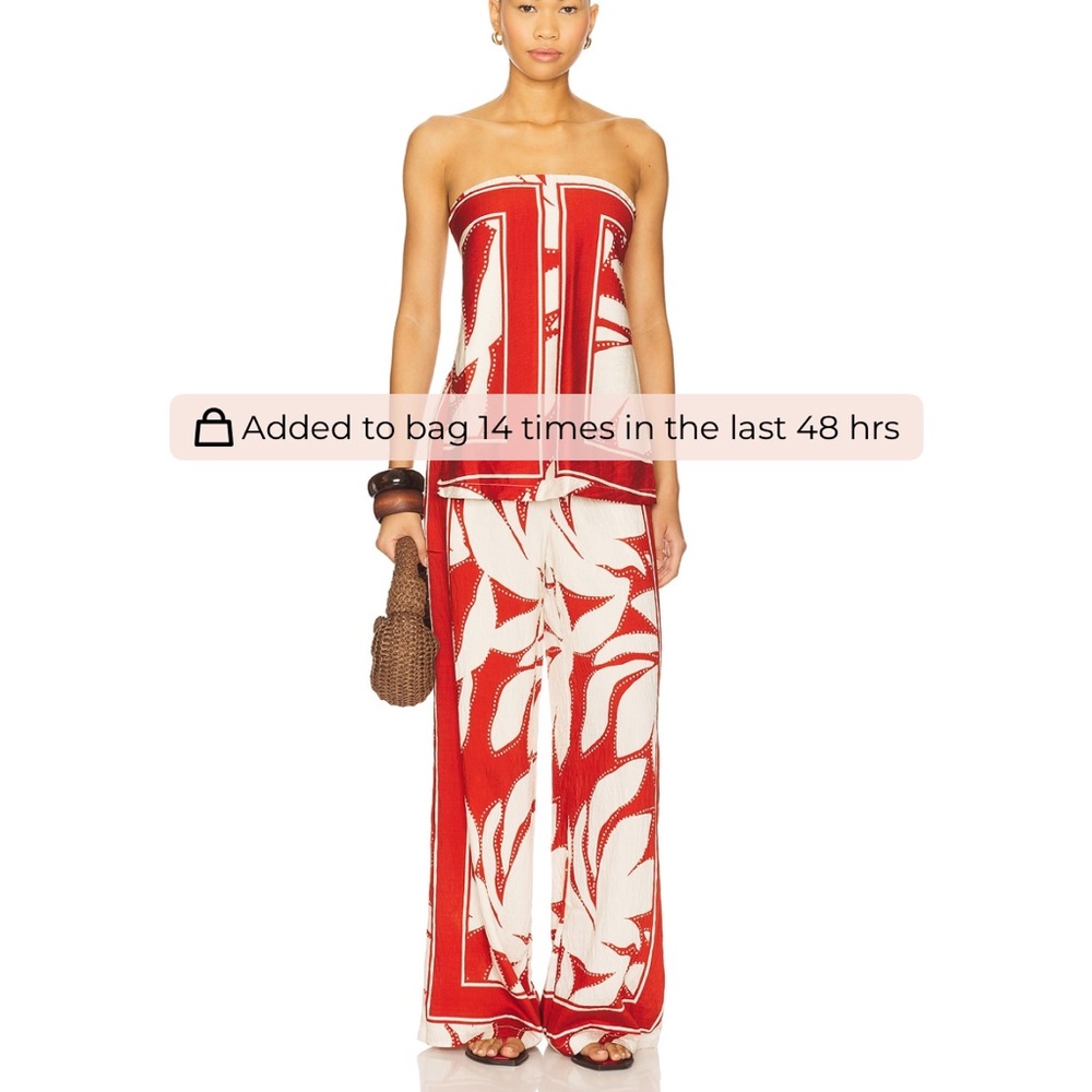 Seven Wonders Arlette Women's Strapless Red and White Jumpsuit - Picture 3 of 5